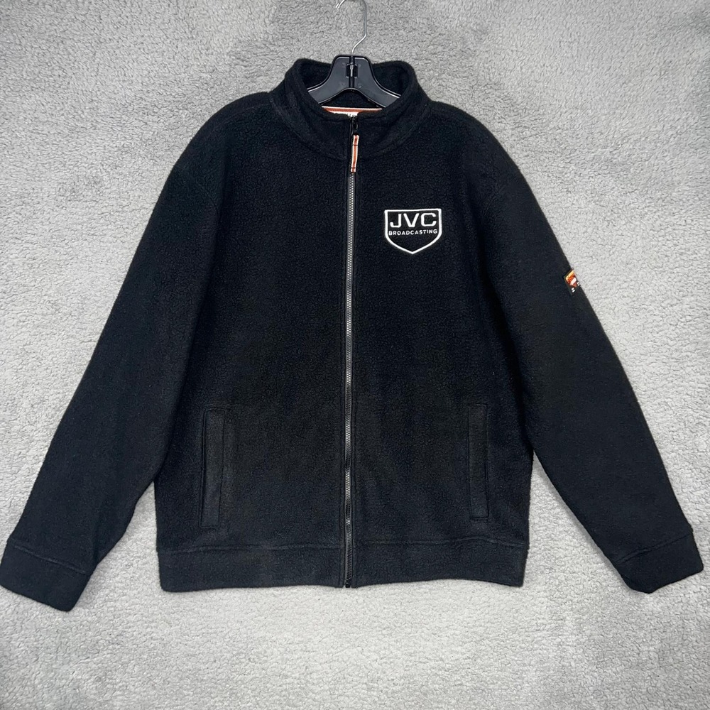 Orvis JVC Broadcasting Jacket Men's Sz M Black Fleece Full Zip Embroidered Logo